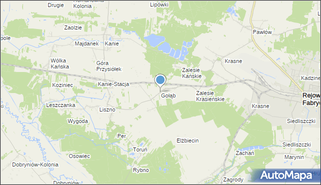 mapa Gołąb, Gołąb gmina Rejowiec Fabryczny na mapie Targeo